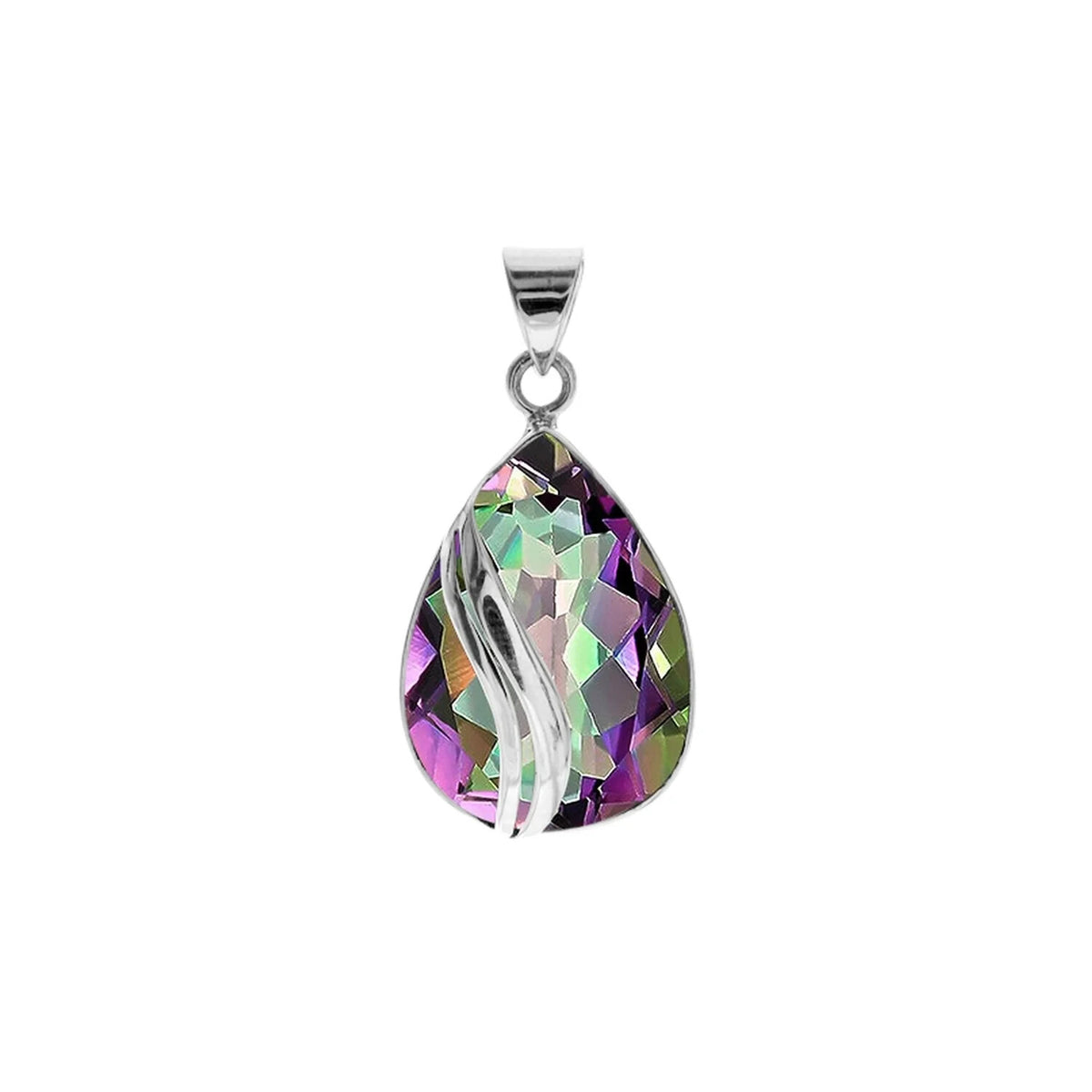 Waved Topaz Teadrop Pendant Sterling Silver 925 Hallmarked All Chain Lengths