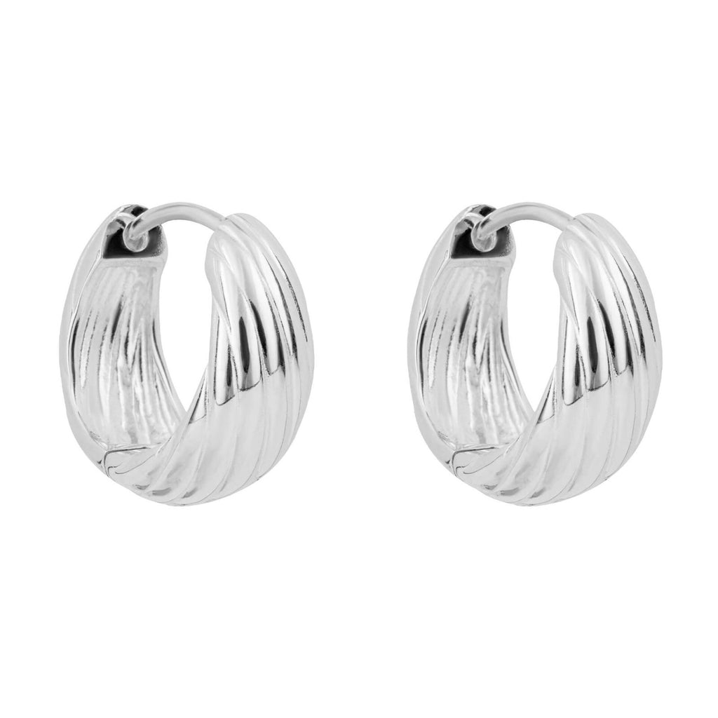 Plain Chunky Grooved Hoop Earrings Sterling Silver 925 Hallmarked Brand New