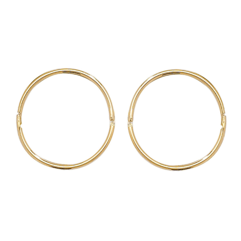 9ct Yellow Gold Hinged Hoop Earrings 375 Hallmarked 10mm 12mm 14mm Diameter