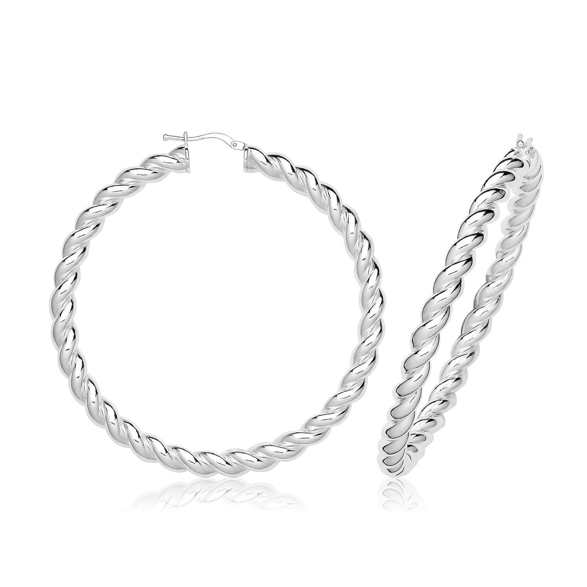 Hinged Twist Sterling Silver Hoops 925 Hallmarked 15mm - 50mm Diameter