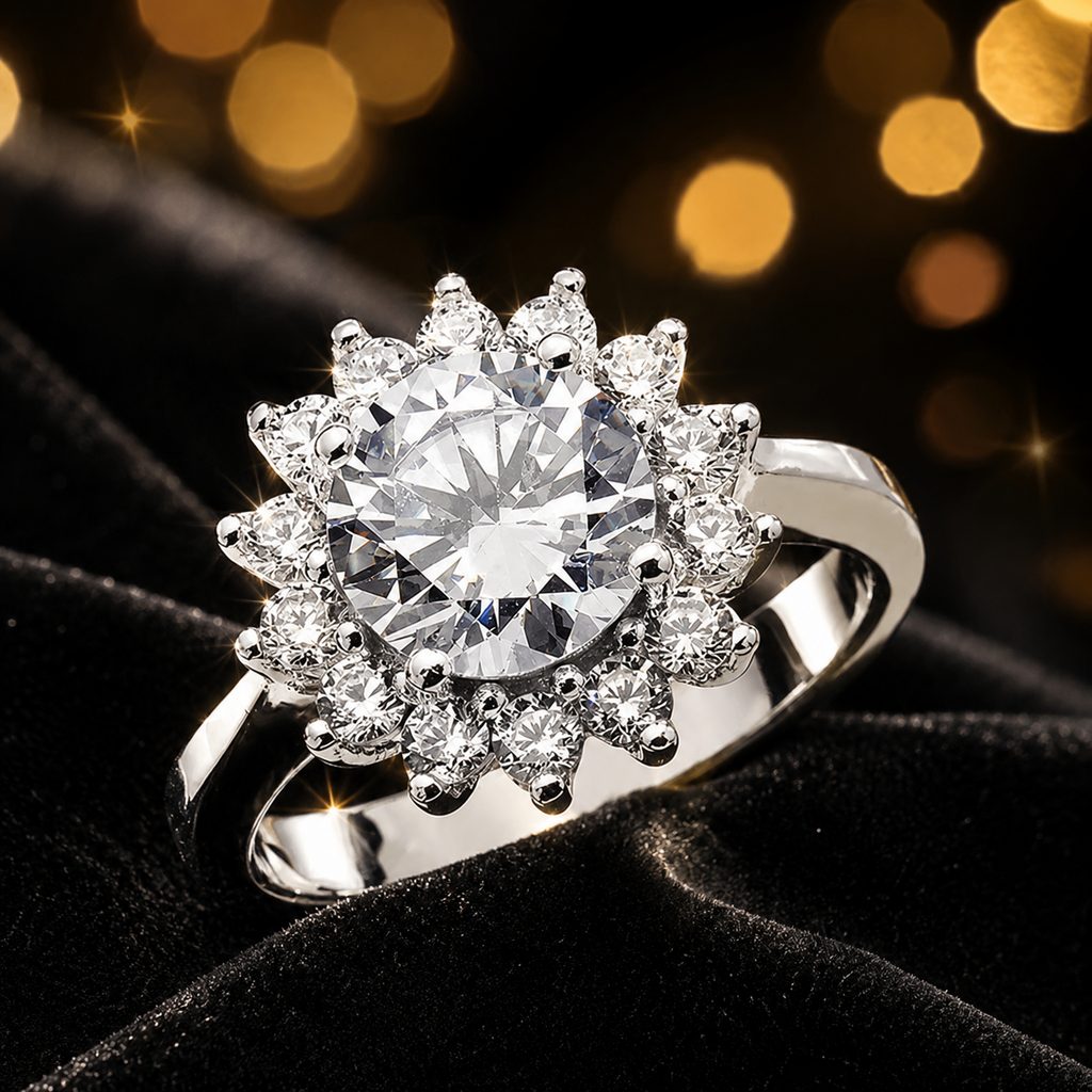 Sterling Silver Oval Cluster Ring Engagement Gemstone 925 Hallmarked Size M - T