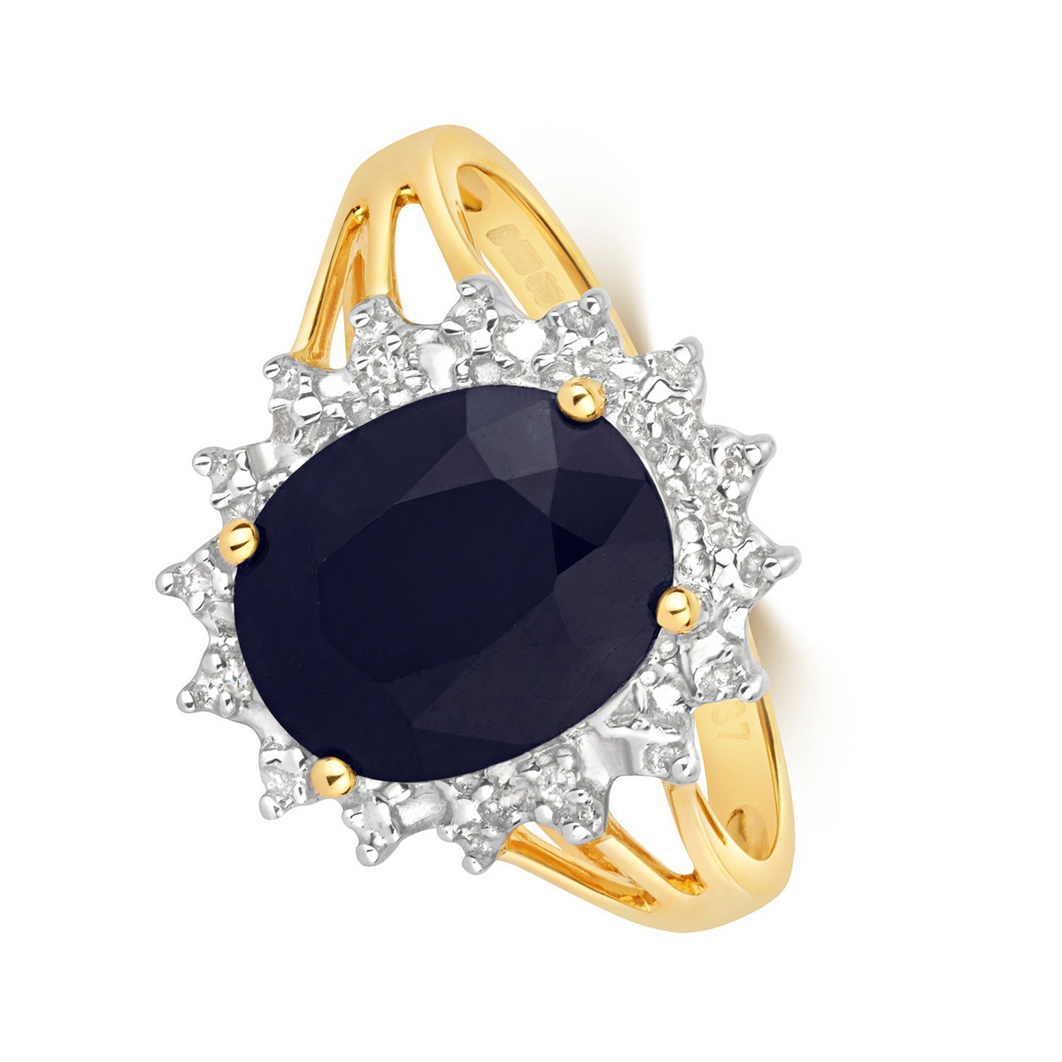 Oval Vintage Sapphire Diamond Ring 9ct 2 Tone Gold 375 Hallmarked Sizes J - Q