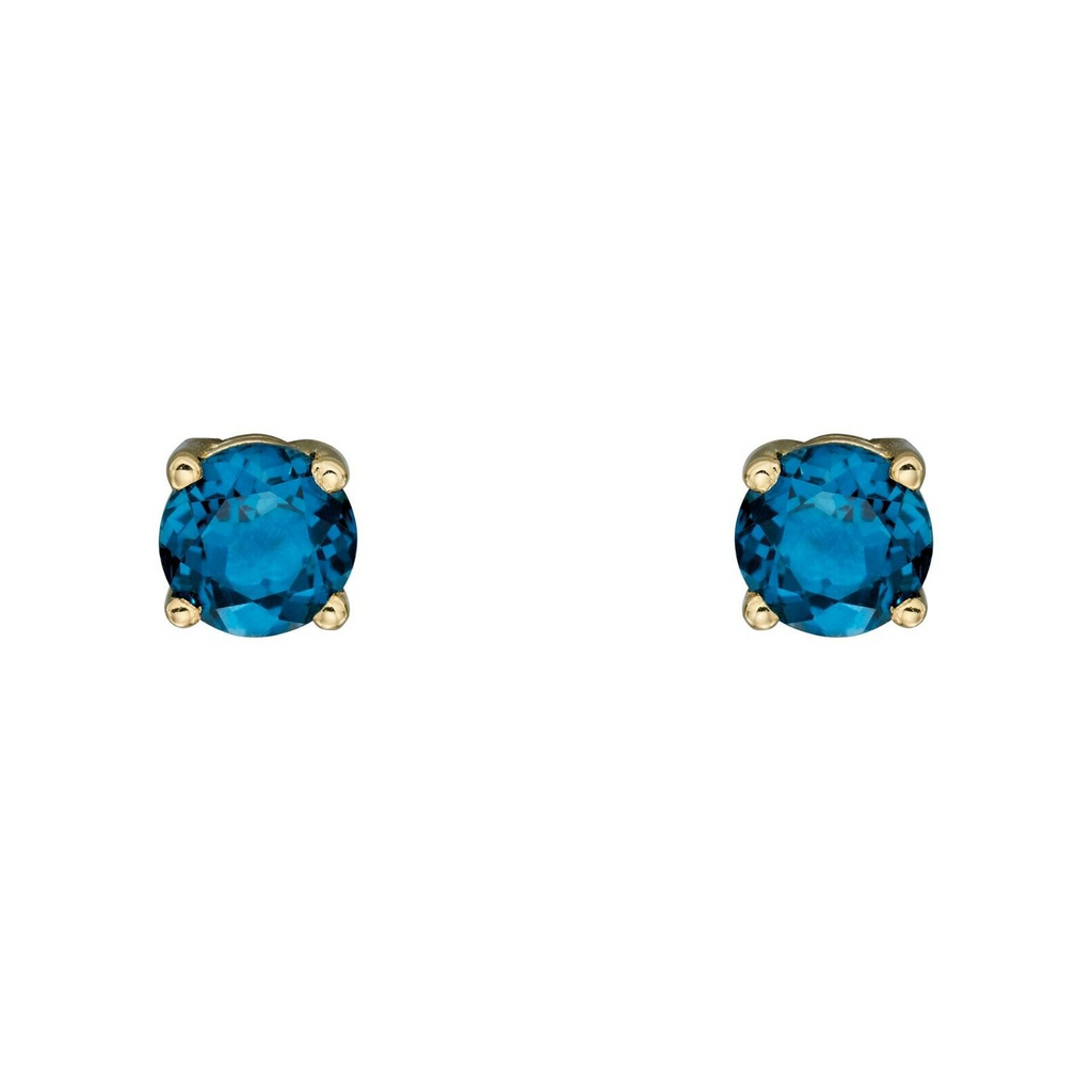 Natural Topaz December Stud Earrings 9ct Yellow Gold 375 Hallmarked British Made
