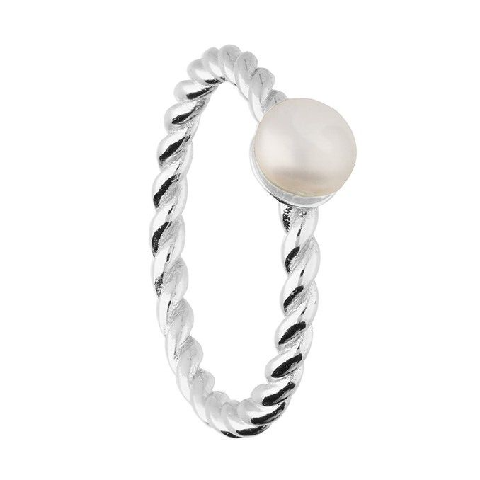 2mm Twist Pearl Ring Sterling Silver 925 Hallmarked British Made Size K - R