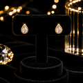 Zircon Teardrop Stud Earrings 9ct Yellow Gold Plated Hallmarked Brand New Boxed
