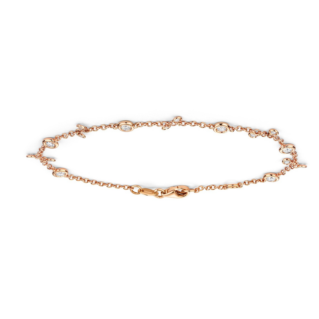 Flush 16 Natural Diamond 18ct Rose Gold Bracelet 375 Hallmarked British Made