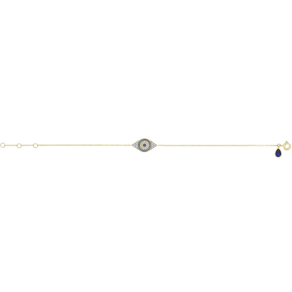 Pearl Evil Eye Necklace and Bracelet Set 9ct Yellow Gold 375 Hallmarked