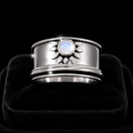 Sunray Moonstone Spinner Ring Sterling Silver 925 Hallmarked Size K - T