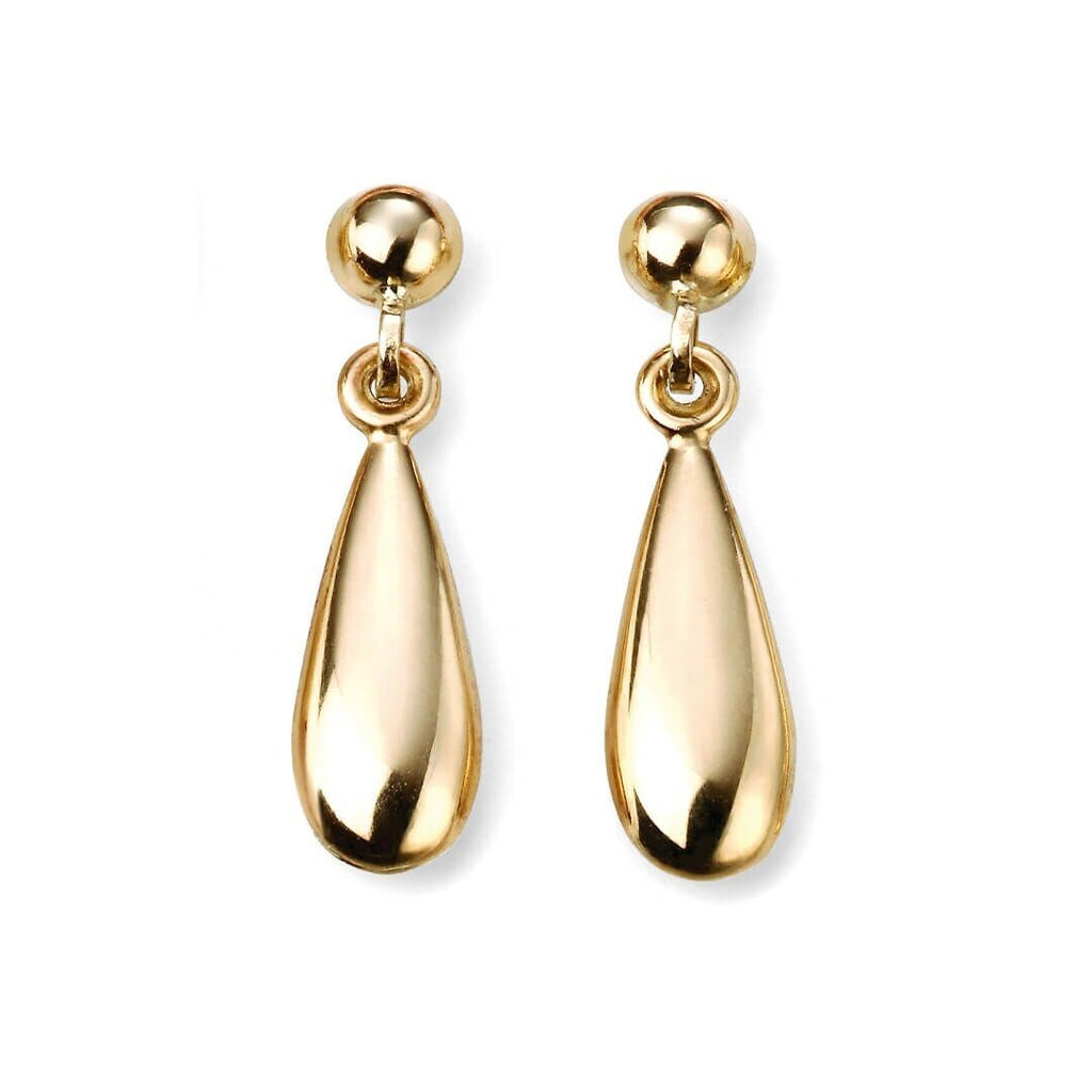 Plain Teardrop Earrings 9ct Yellow Gold 375 Hallmarked British Made Brand New