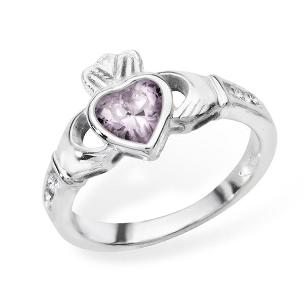 Sterling Silver Tourmaline Ring Claddagh October Stone 925 Hallmarked Size J - R