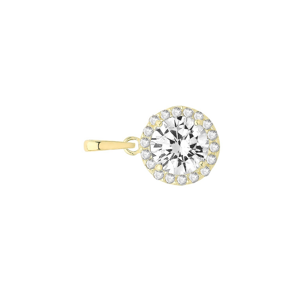 Round Halo 9ct Yellow Gold Pendant 375 Hallmarked British Made All Chain Lengths