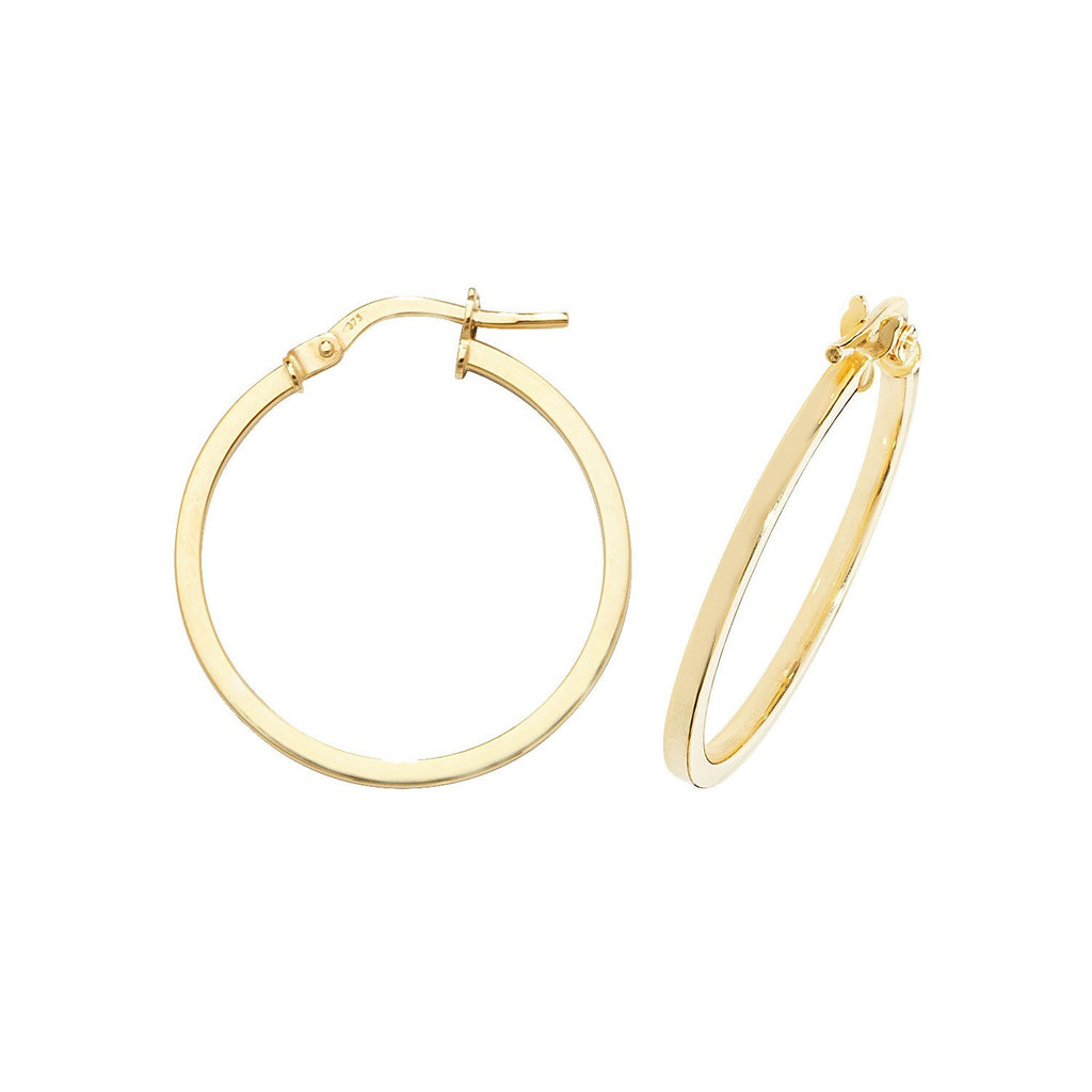 9ct Yellow Gold Hoop Earrings 375 Hallmarked 8mm - 50mm Diameter British Made