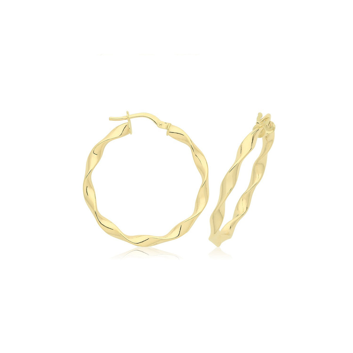 9ct Yellow Gold Twist Hoop Earrings 375 Hallmarked 10mm - 40mm Diameter