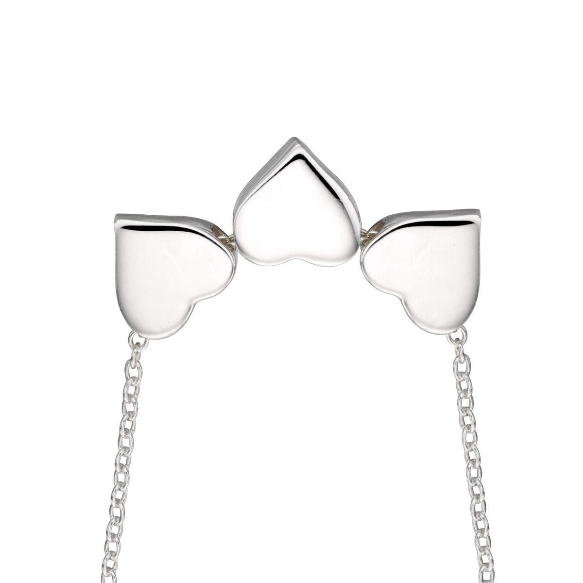 Triple Engravable Heart Necklace 925 Sterling Silver Hallmarked British Made