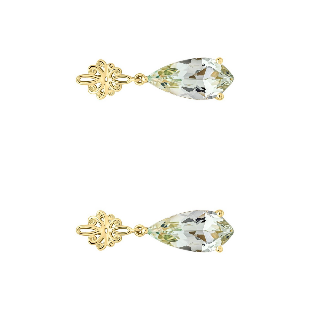 Teardrop Quartz Drop Earrings 9ct Yellow Gold 375 Hallmarked British Made