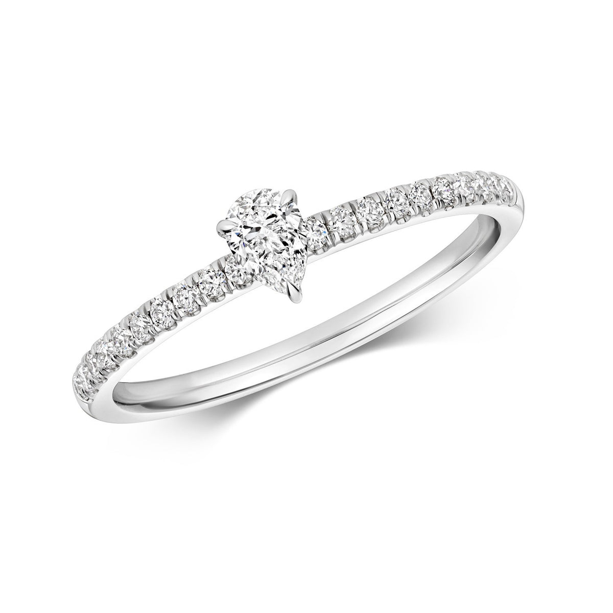21 Natural Diamond Pear Cut Ring 18ct White Gold Hallmarked Sizes K - N
