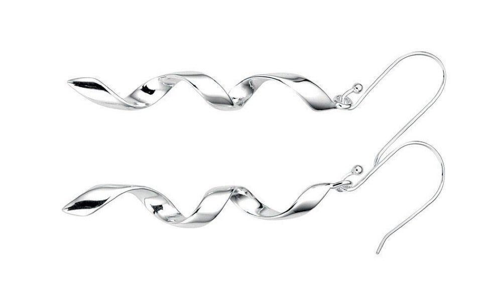 Swirl Drop Earrings Sterling Silver 925 Hallmarked Brand New Boxed