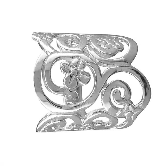 Large Floral Band Ring Sterling Silver 925 Hallmarked British Made Size M - T