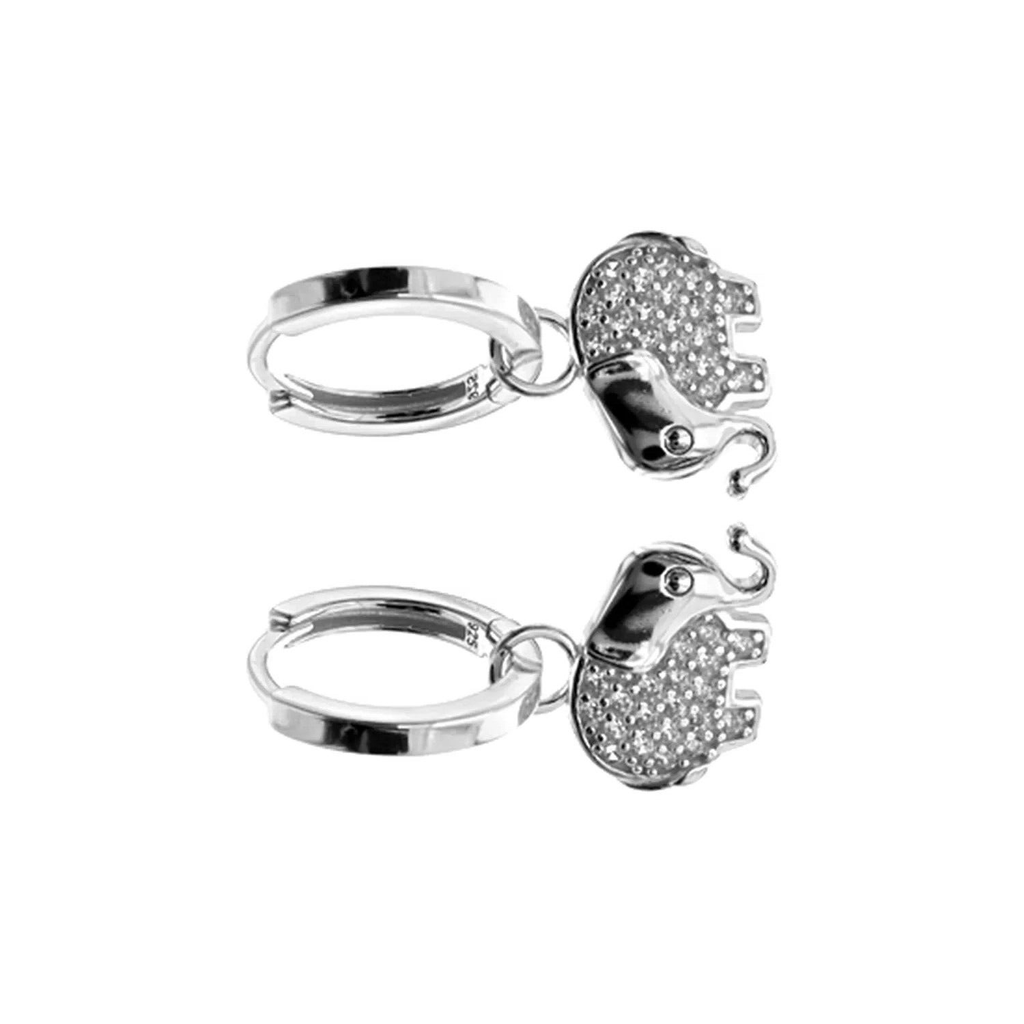 Cluster Elephant Hoop Earrings Sterling Silver 925 Hallmarked Brand New Boxed