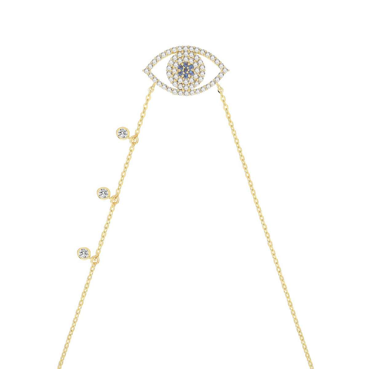 Ladies Statement Evil Eye Necklace 9ct Yellow Gold 375 Hallmarked British Made
