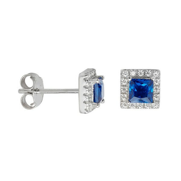 Sapphire Gemstone Earrings Solid Sterling Silver 925 Hallmark Brand New Boxed