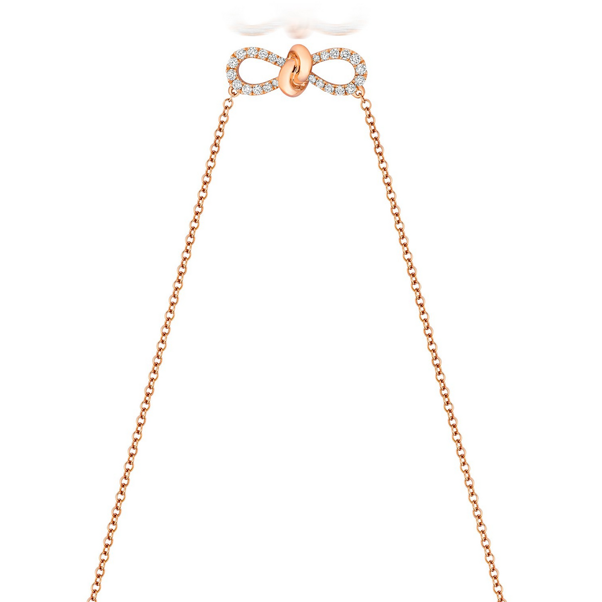 24 Natural Diamond Bow Necklace 18ct Rose Gold Hallmarked British Made
