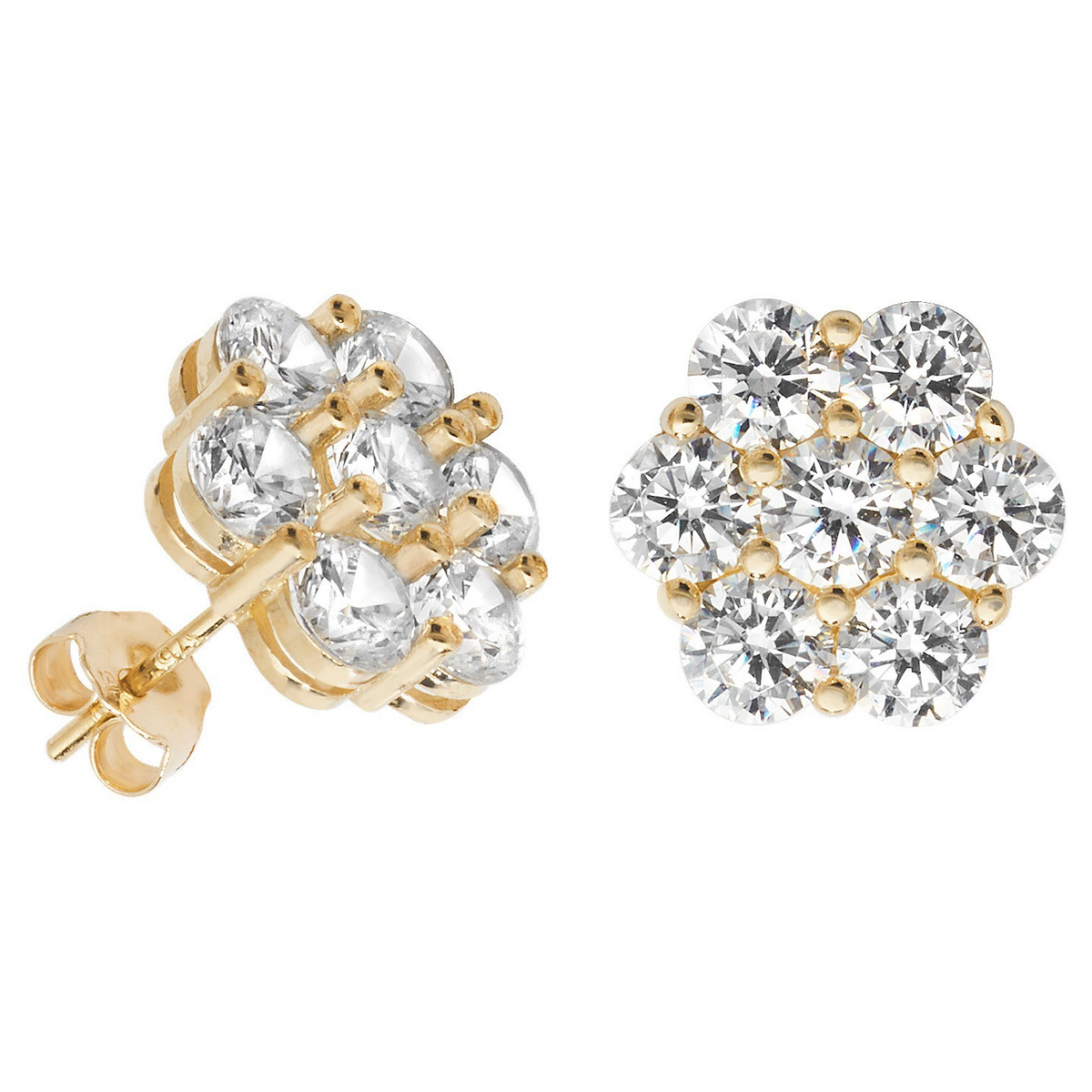 Statement Floral Stud Earrings 9ct Yellow Gold 375 Hallmarked Brand New Boxed