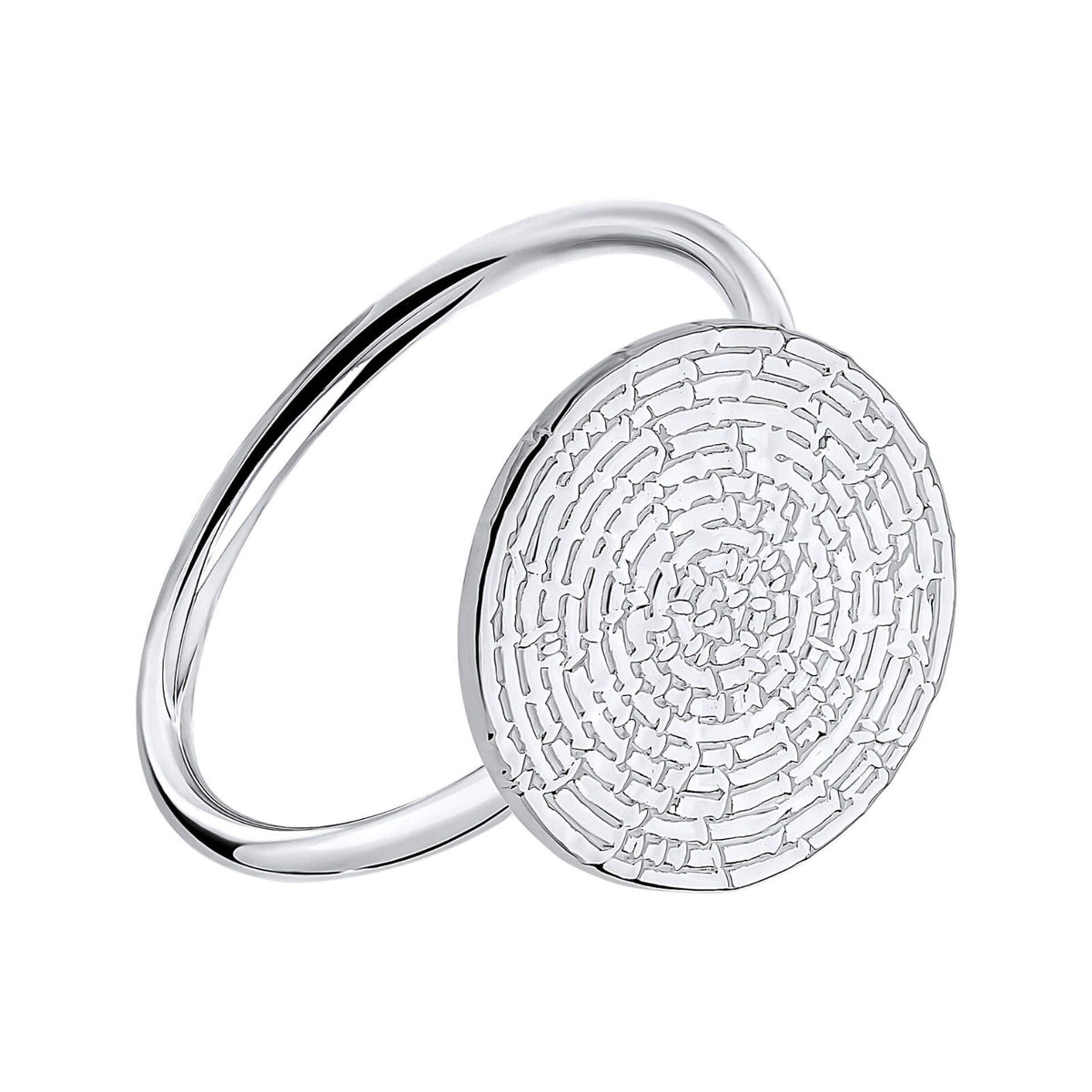 Ladies Ripple Textured Disc Ring 925 Hallmarked British Made Sizes K - S