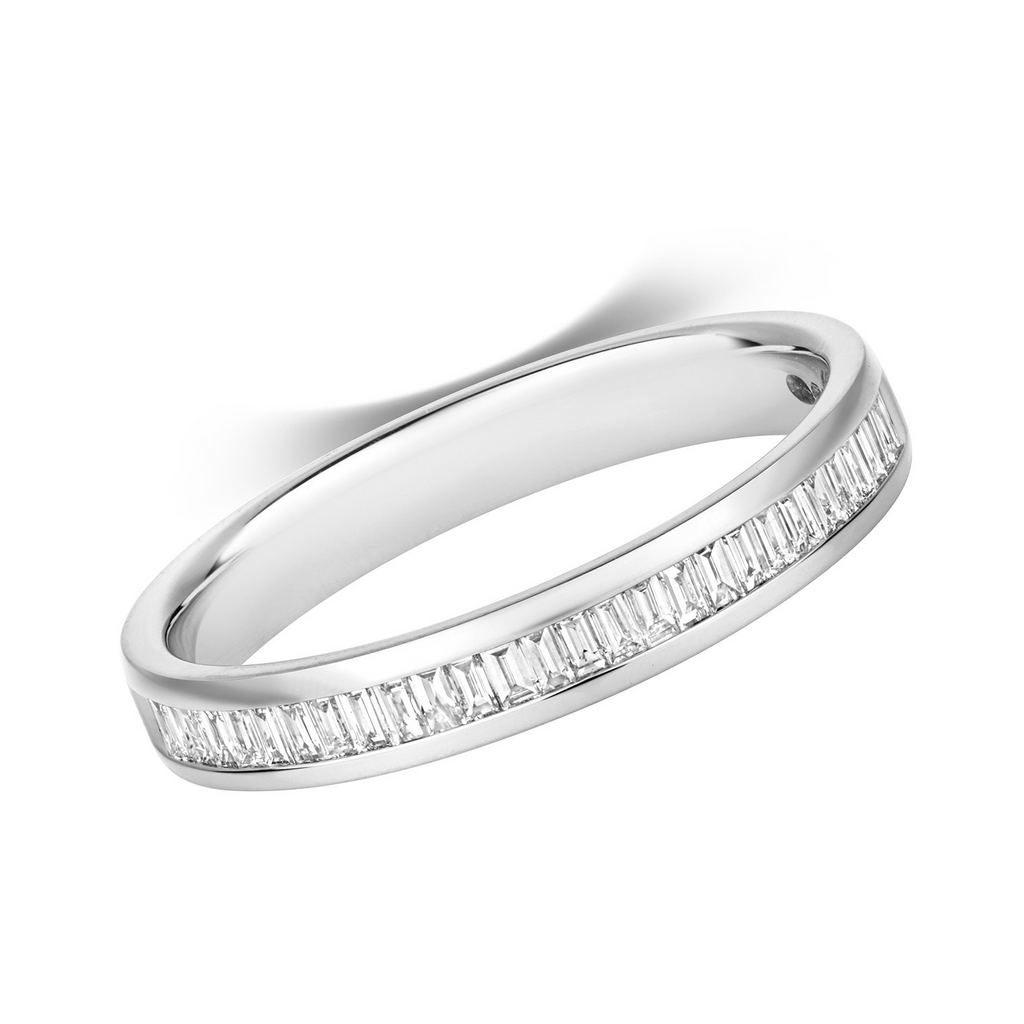 Natural Diamond Baguette Eternity Ring 18ct White Gold Hallmarked Sizes J - Q