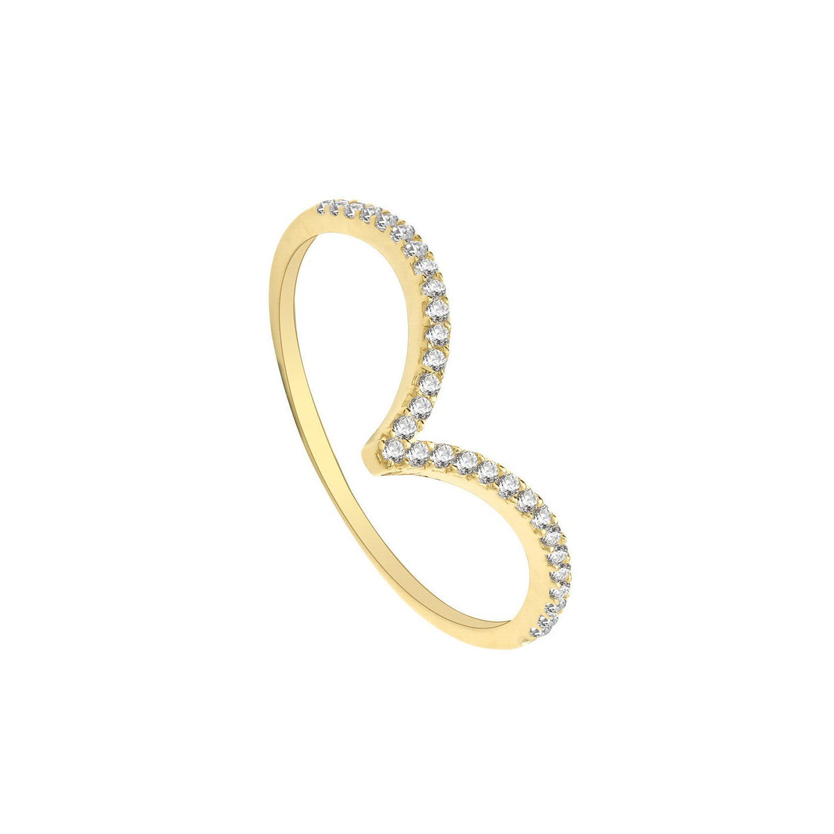 30 Stone Wishbone Ring 9ct Yellow Gold Hallmarked Sizes J - S British Made