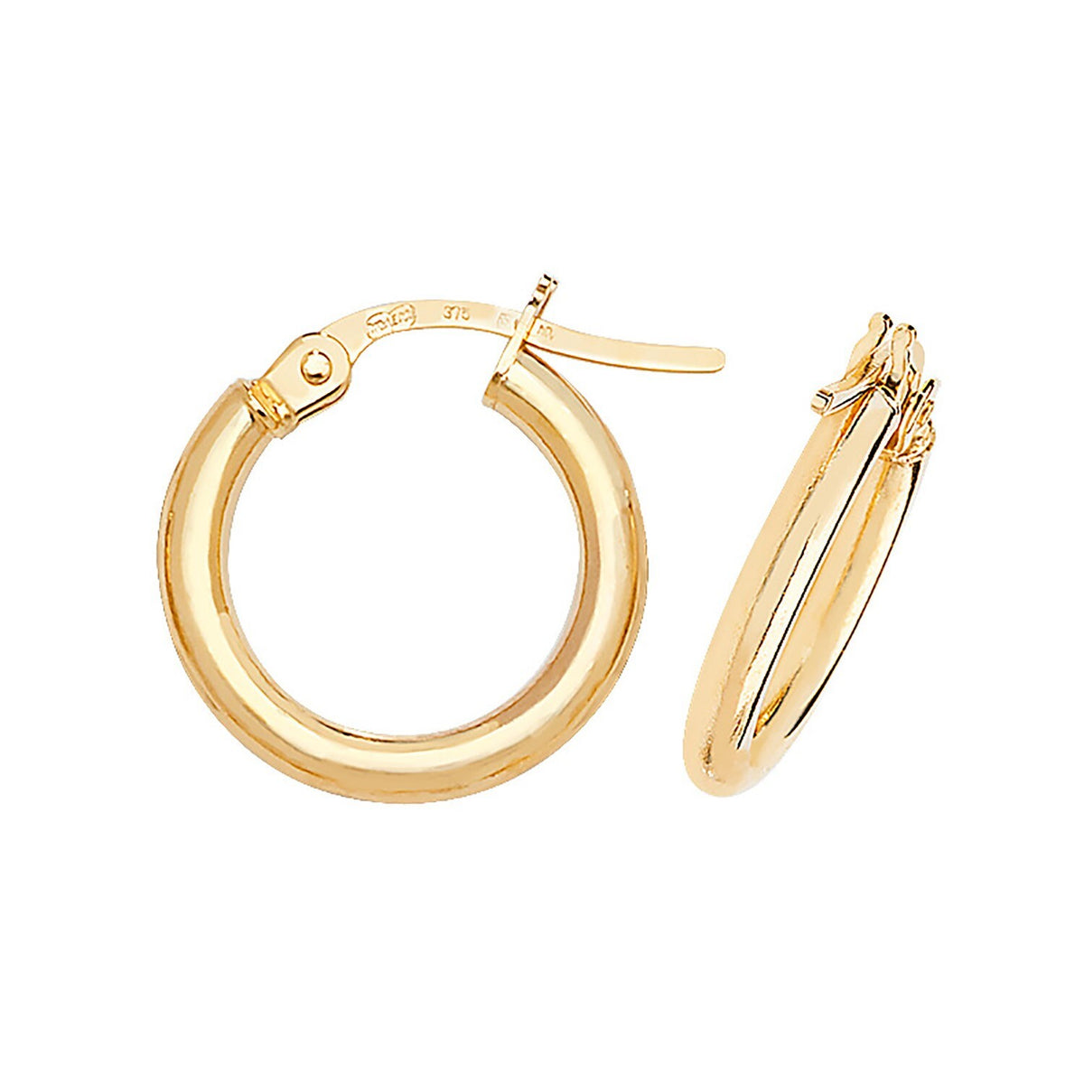 9ct Yellow Gold Hoop Earrings 375 Hallmarked 10mm - 30mm Diameter British Made
