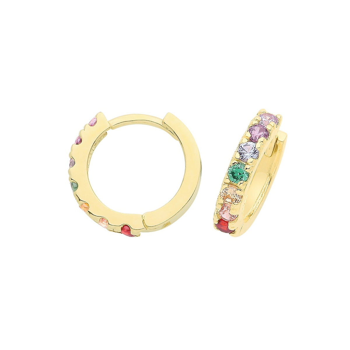 9ct Yellow Gold 5 Stone Hoop Earrings British Made 375 Hallmark Brand New Boxed
