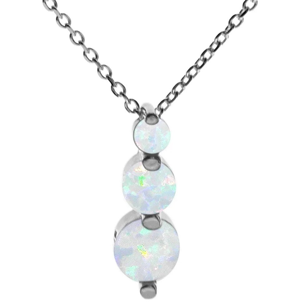 Natural Triple Opal Necklace Solid Sterling Silver 925 Hallmarked British Made