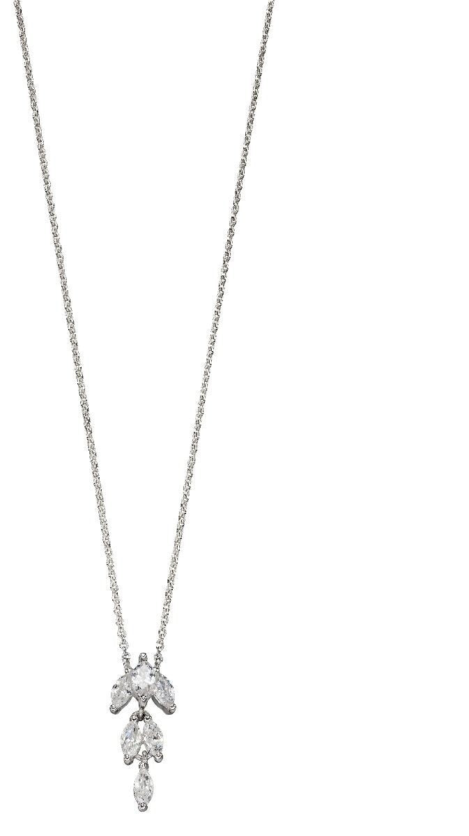 6 Stone Marquise Chain Necklace Sterling Silver 925 Hallmarked Brand New Boxed