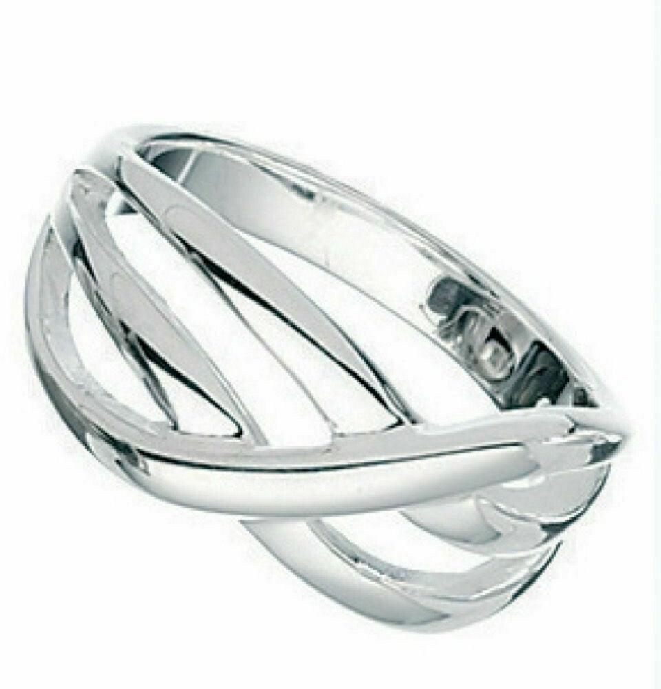 Sterling Silver Crossover Ring 925 Hallmarked Size K - S British Made