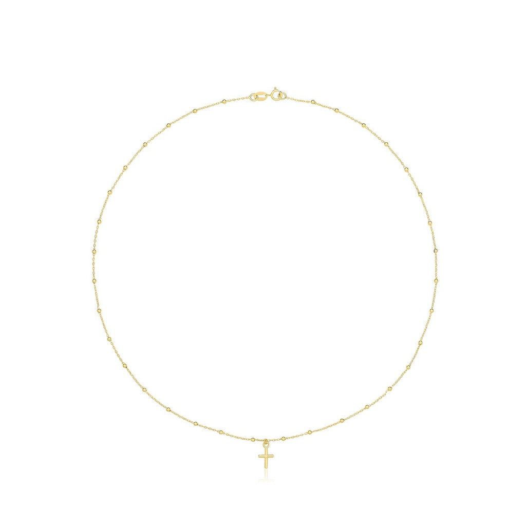 Christian Cross Station Necklace 9ct Yellow Gold 375 Hallmarked British Made