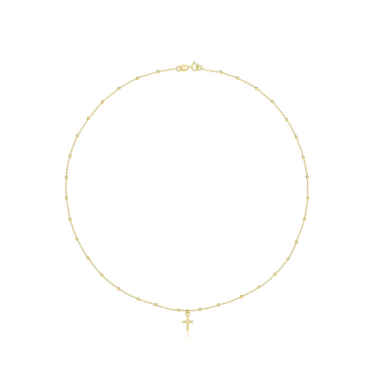 Christian Cross Station Necklace 9ct Yellow Gold 375 Hallmarked British Made