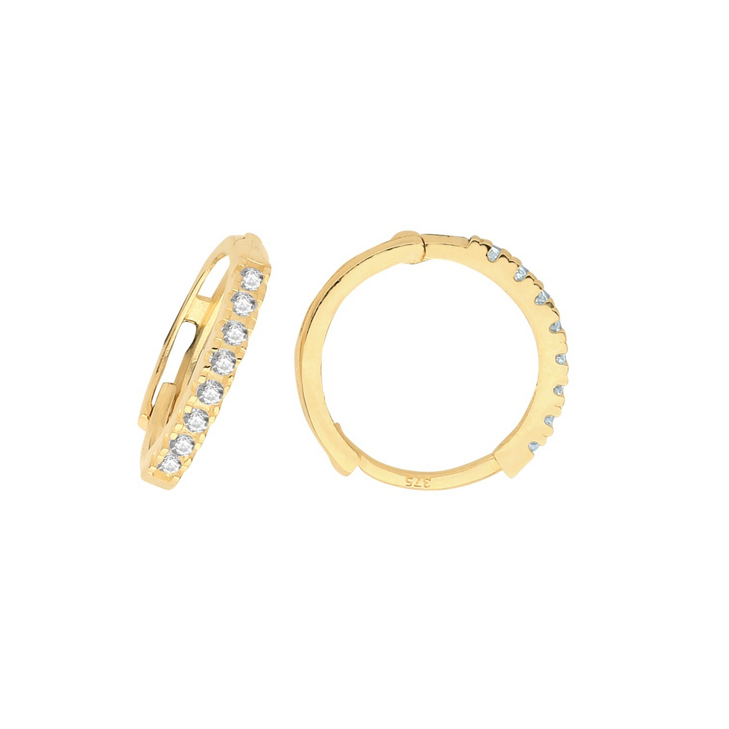 9ct Yellow Gold 7 Stone Hoop Earrings British Made 375 Hallmark Brand New Boxed