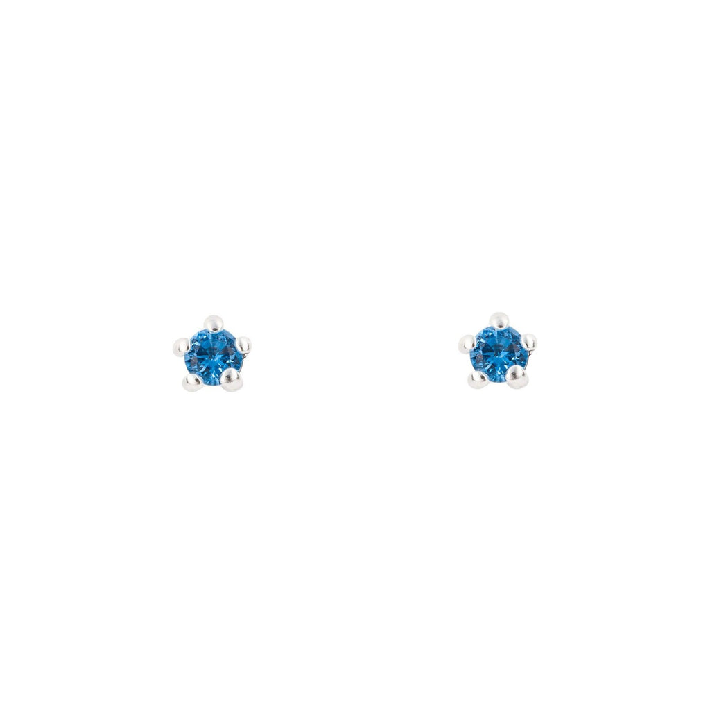 Tiny Prong Sapphire Stud Earrings Sterling Silver 925 Hallmarked Brand New Boxed