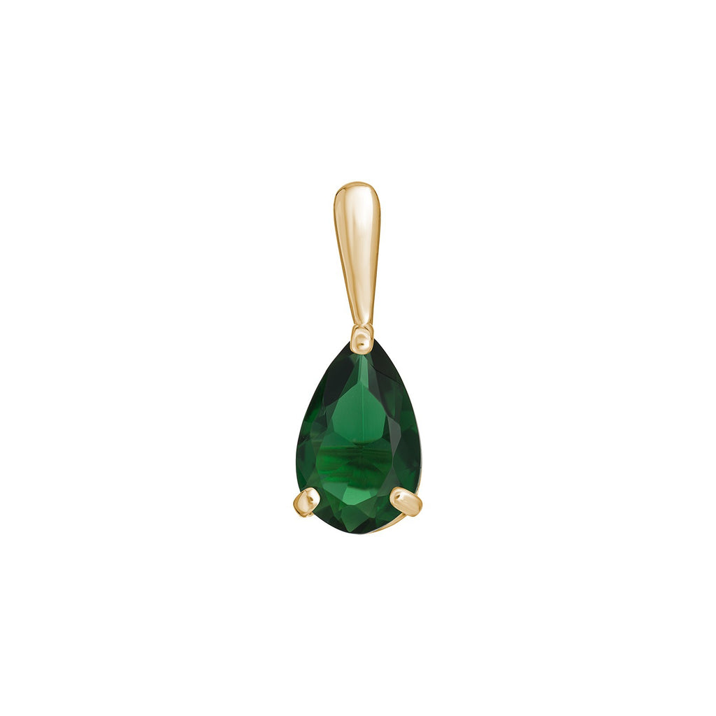 Teardrop Natural Emerald 9ct Yellow Gold Pendant Hallmarked All Chain Lengths