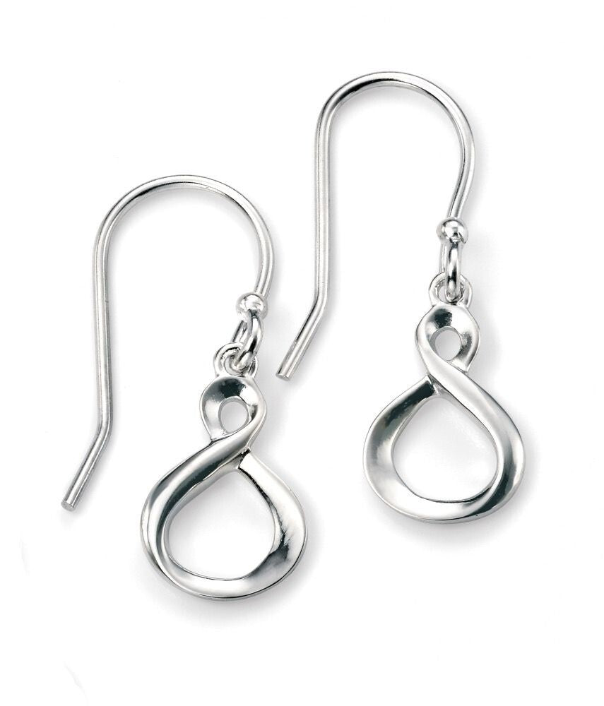 Infinity Drop Earrings Solid Sterling Silver 925 Hallmarked Brand New Boxed