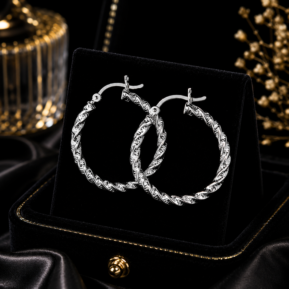 Sterling Silver Hoop Earrings 25mm Creole 925 Hallmarked Twist British Made