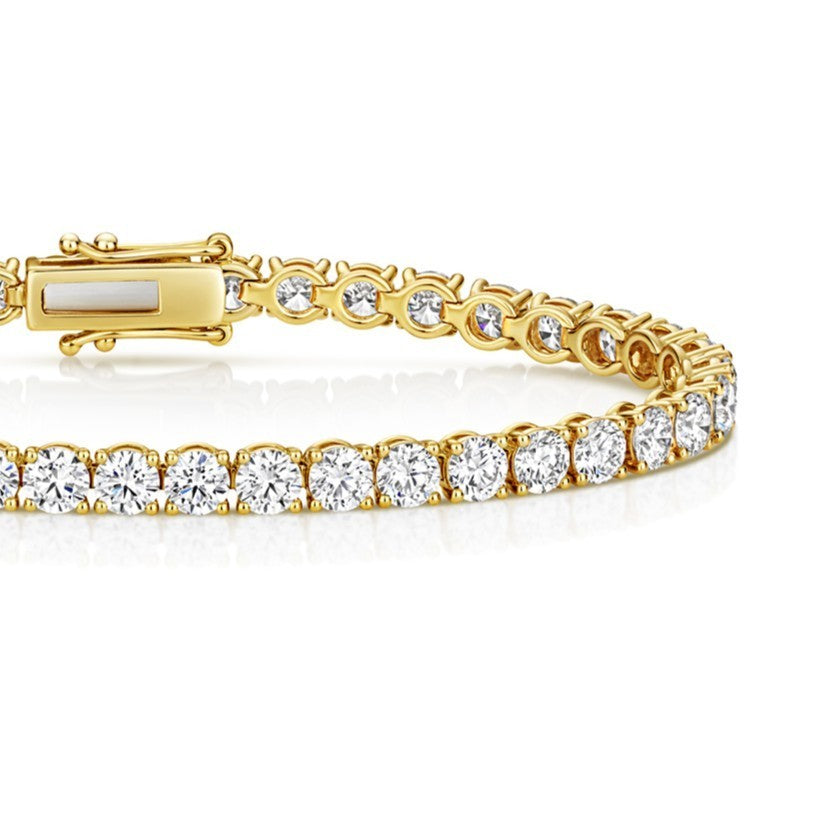 Lab Grown Diamond 18ct Yellow Gold Tennis Bracelet Hallmarked British Made