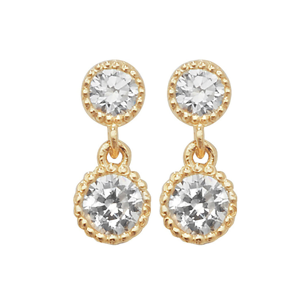 Flush 2 Stone Drop Earrings 9ct Yellow Gold 375 Hallmarked Brand New Boxed