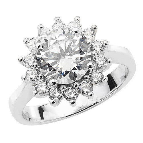 Sterling Silver Oval Cluster Ring Engagement Gemstone 925 Hallmarked Size M - T