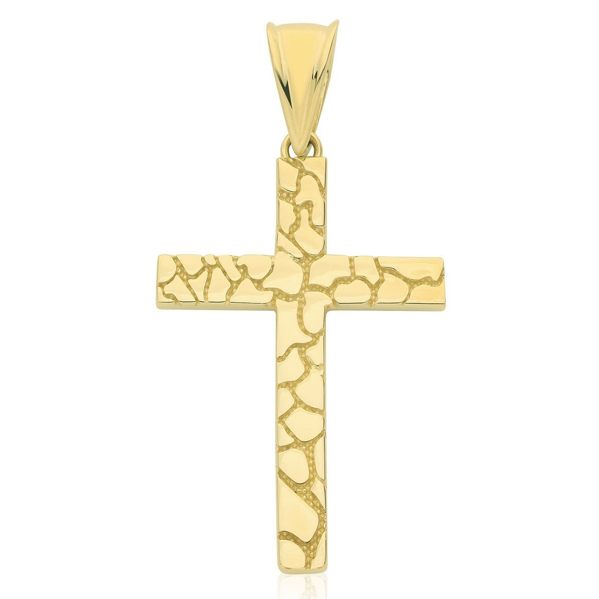 Yellow Gold Grooved Cross Pendant 375 Hallmarked All Chain Lengths British Made