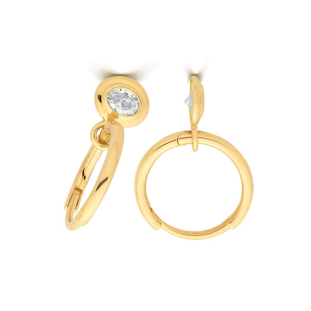 8mm 9ct Yellow Gold Charm Hoop Earrings British Made 375 Hallmarked Brand New