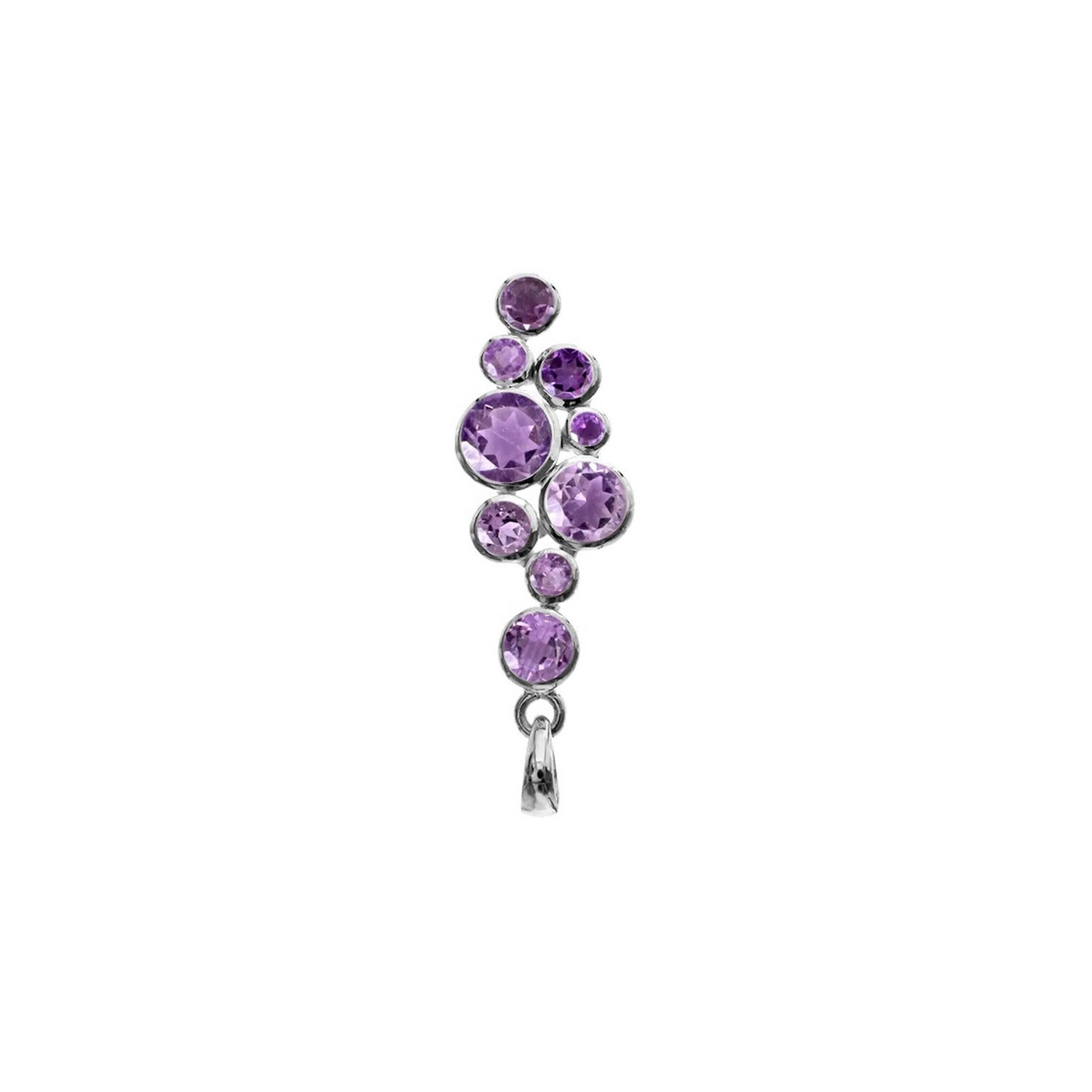 Amethyst Bubble Drop Pendant Sterling Silver 925 Hallmarked All Chain Lengths