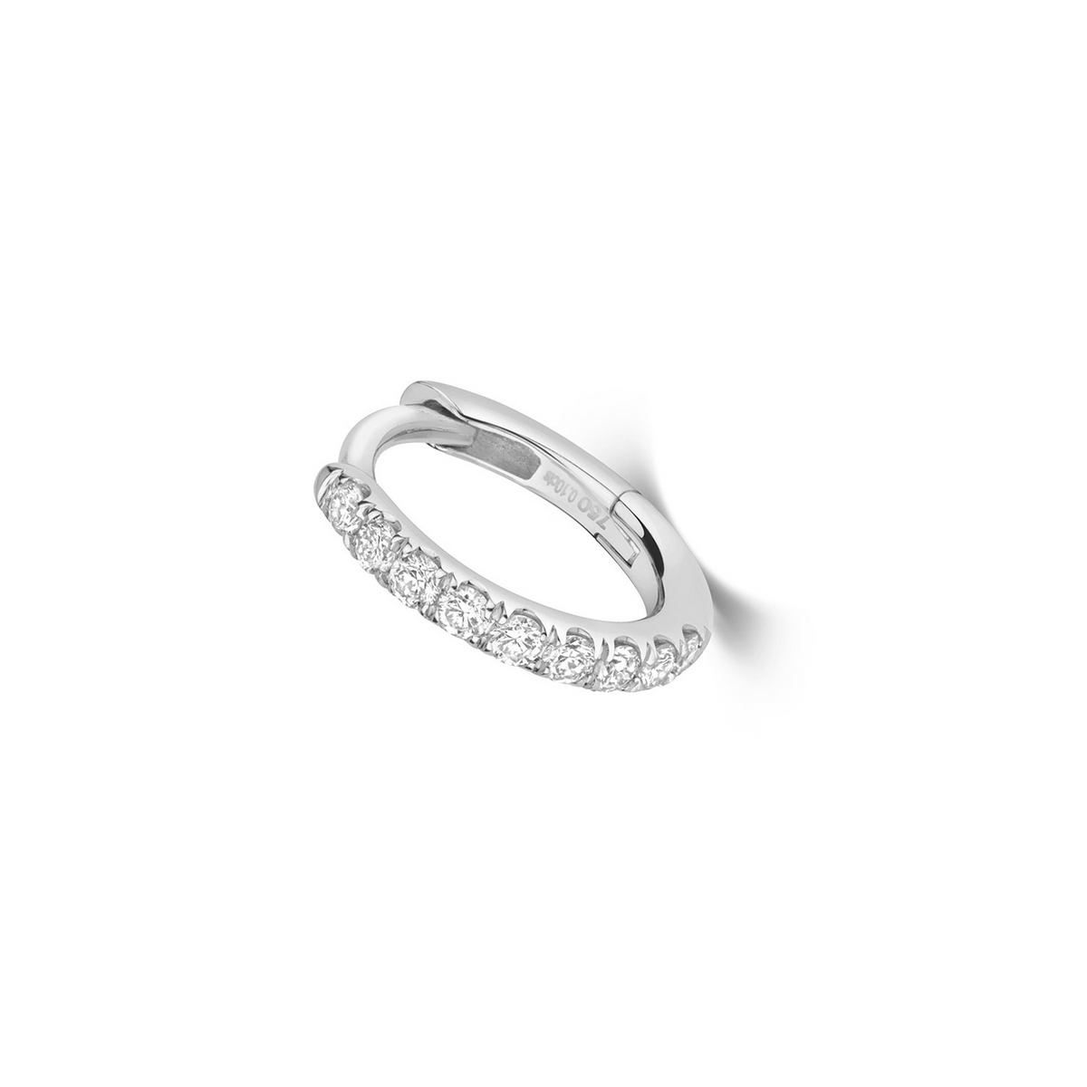 7.8mm 9 Natural Diamond Hoop Earring 18ct White Gold Hallmarked British Made