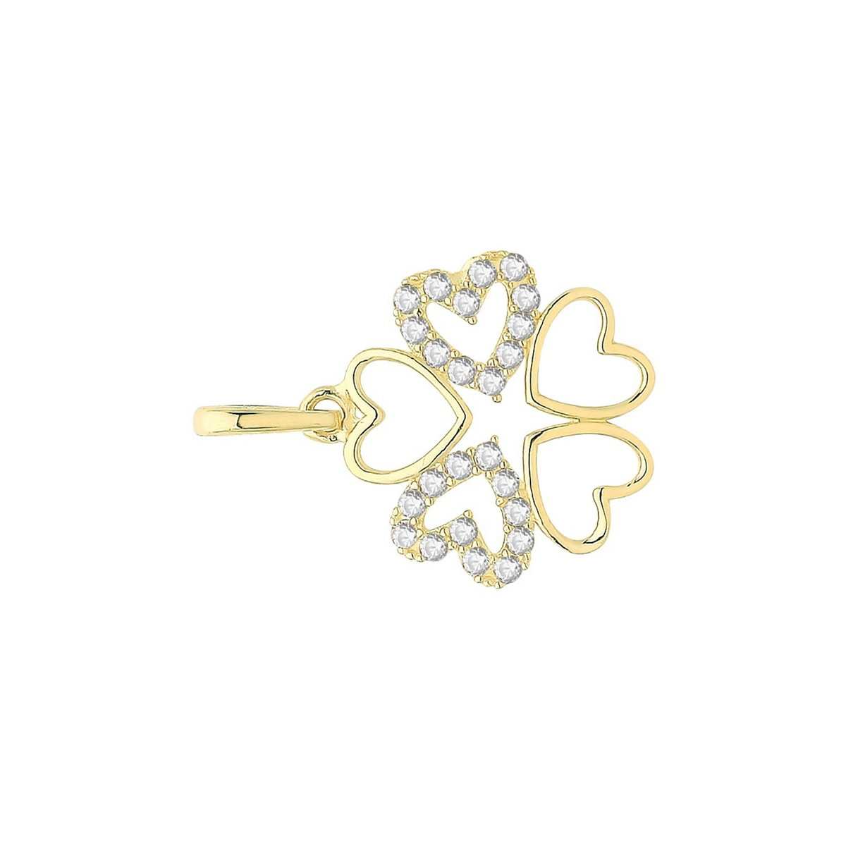 Heart Clover 9ct Yellow Gold Pendant 375 Hallmarked All Chain Lengths